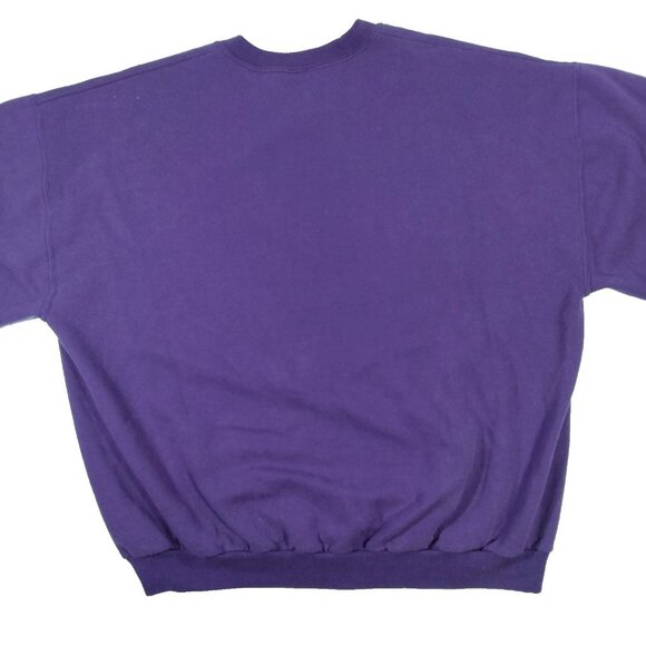 Vintage 90s Fancy Cat Sweatshirt XL Grandma Sweater Red Hat Society Purple Red - Picture 3 of 4